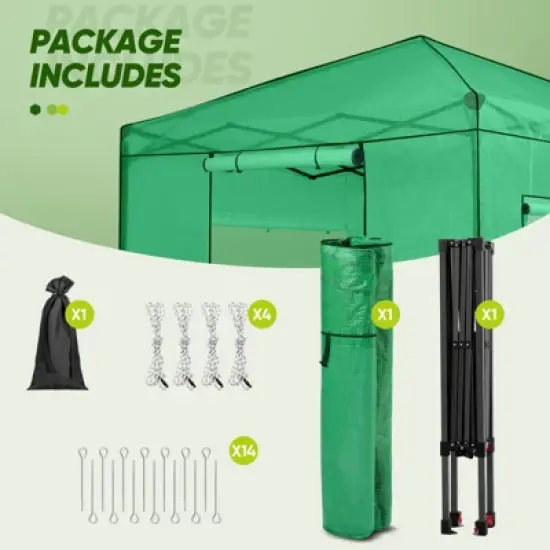 EAGLE PEAK 8'x8' Instant Pop-up Greenhouse, Roll-Up Zipper Doors and Side Windows image {6}