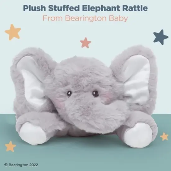 Bearington Baby Lil' Spout Rattle: 8-Inch Plush Stuffed Gray Elephant Rattle, Shaker Toy with Soft Plush Fur, Floppy Ears image {1}