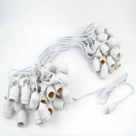 Novelty Lights Edison Outdoor String Lights with 50 Suspended Sockets White Wire 100 Feet image {1}