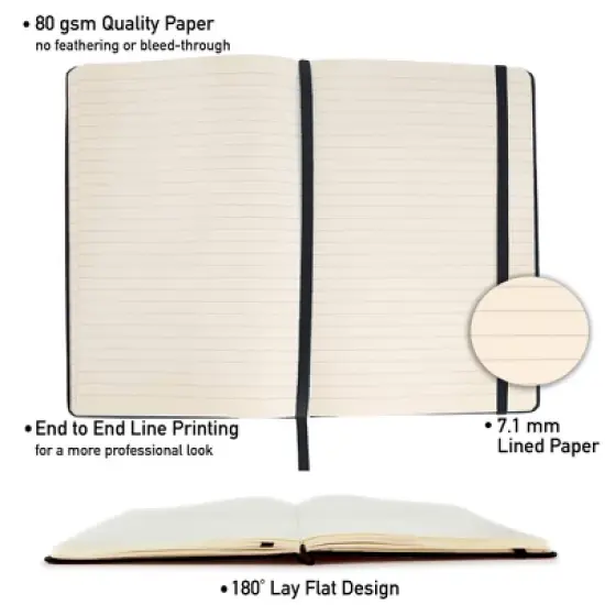 Simply Genius A5 Lined Notebooks with Hardcover - College Ruled Notebook - 192 pages, 5.7" x 8.4" (Black, 20 Pack) image {7}