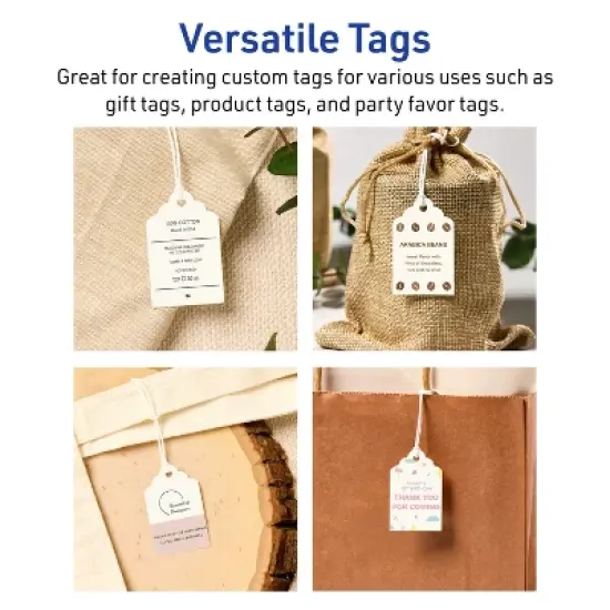 Avery Printable Rectangle Scalloped Tags with Sure Feed Technology, 2" x 1-1/4", Matte Ivory Cardstock, Print-to-the-Edge, Laser/Inkjet, 180 Total image {2}