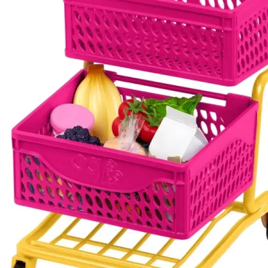 Our Generation Grocery Day Shopping Cart Pink & Yellow Accessory Set for 18" Dolls image {4}