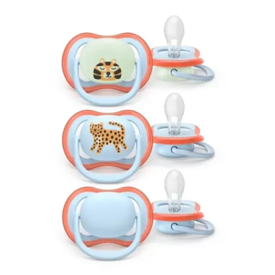 Philips Avent Ultra Air Pacifiers 6-18m - Leopard/Sleeping Tiger Day+Night - 3pk image {2}