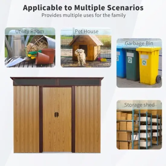 CAVINAS Multi-Functional Outdoor Storage Shed with Lockable Sliding Doors and Transparent plate image {2}