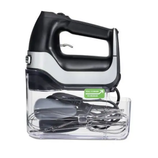 Hamilton Beach 7 Speed Dig Hand Mix with Easy Beaters 62663: Black Plastic Handheld Mixer, 150W, Dishwasher-Safe Parts image {1}
