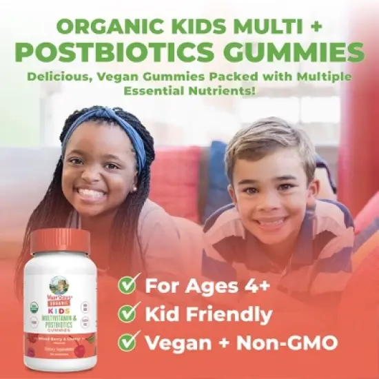 MaryRuth's Kids Multivitamin & Postbiotics Gummies, Mixed Berry & Cherry, Org, 60 ct image {8}