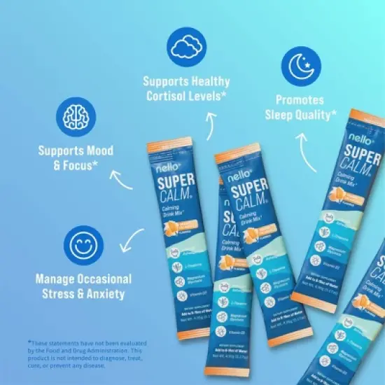 Nello Supercalm Calming Drink Mix Supplement Powder - Orange Creamsicle - 20ct image {6}