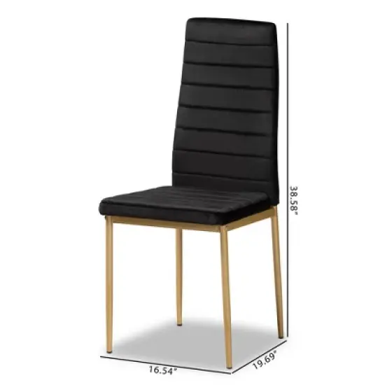 4pc Armand Velvet Fabric Upholstered and Metal Dining Chair Set - Baxton Studio image {7}