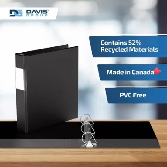 Davis Group 6pk 1.5" Premium Economy Round Ring Binders Black: Polypropylene, D Rings, 350 Sheet Capacity, 2 Pockets image {6}
