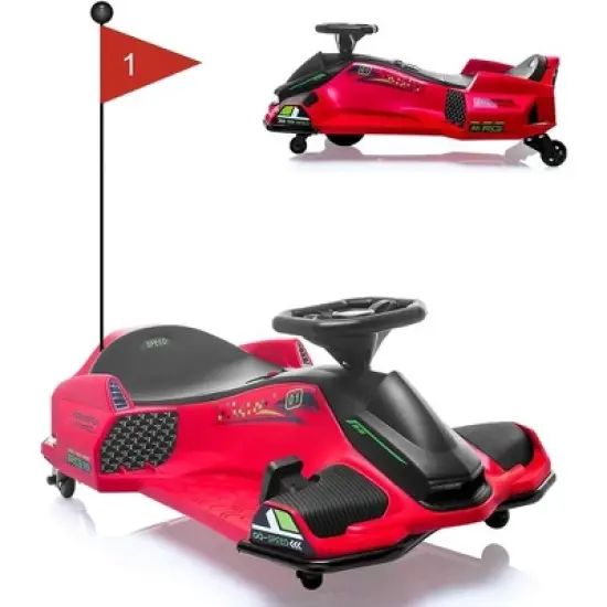 12V Ride-On Drift Car for Kids, Electric Drifting Go-Kart with High/Low Variable Speed, 5 Wheels, Built-In Music, Low-Power Alarm, Ages 8+ image {9}