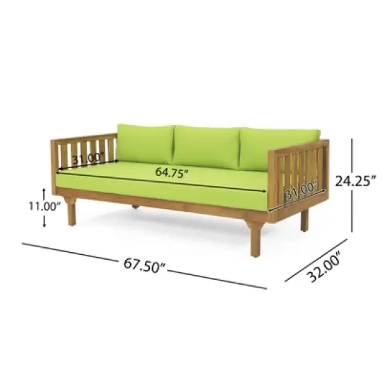 DSVIMOY Daybed, 3 Seater Daybed Conversation Set with Arms, Green, 67.5"*32"*24.25" image {2}