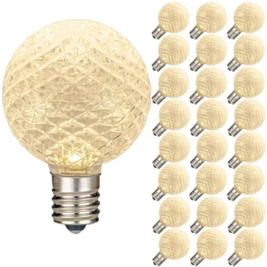 Novelty Lights 25 Pack Plastic Diamond Faceted G40 Globe LED String Light Replacement Bulbs E12 Base image {7}