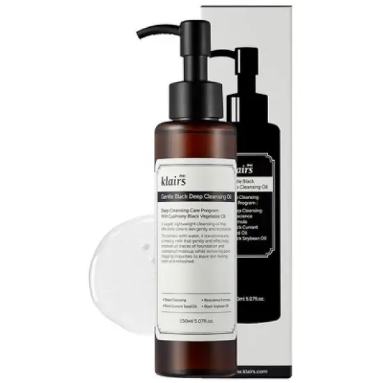 Dear, Klairs Gentle Black Deep Cleansing Oil (5.07 Oz) Kbeauty Skin Care | Vegan Black Bean, Black Sesame, Black Currant Seed Oil Skincare Cleanser image {5}