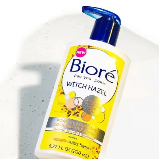 Biore Witch Hazel Pore Clarifying Cooling Cleanser, Acne Face Wash, 2% Salicylic Acid Cleanser - Scented - 6.77 fl oz image {6}