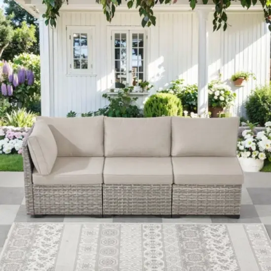 Outdoor Sectional Sofa Patio Furniture Sets with Thickened Cushions image {10}