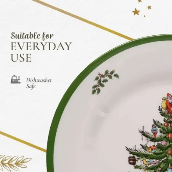 Spode Christmas Tree Melamine Salad Plate (Set of 4) - 8 Inch Shatterproof Serving Plate - Festive Tableware, Dishwasher Safe Dinnerware image {6}