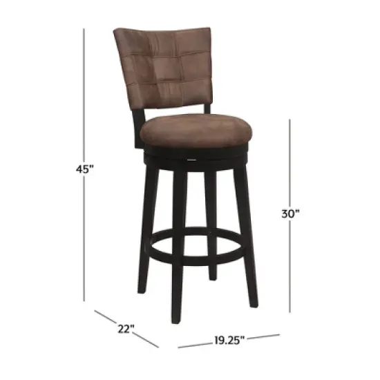 30" Kaede Wood and Upholstered Swivel Barstool Black/Chestnut - Hillsdale Furniture image {2}