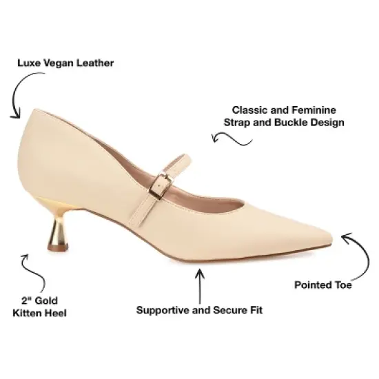 Journee Collection Womens Manza Kitten Heel Mary Jane Pointed Toe Pumps image {7}