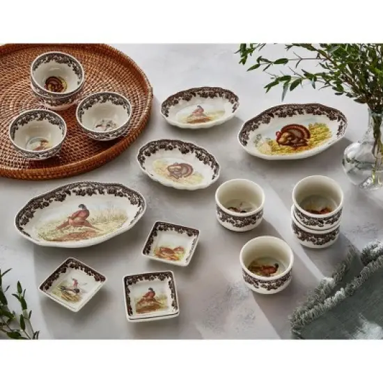 Spode Woodland Turkey Pickle Dish &ndash; 8.5 Inch Porcelain Serving Dish &ndash; Microwave, Oven, Freezer & Dishwasher Safe, Rustic Thanksgiving Serveware image {6}