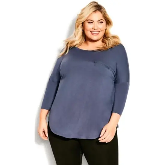 Women's Plus Size Neela Zip Plain Top - steel | AVENUE image {4}
