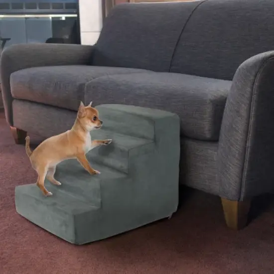 Pet Adobe 4-Step Stairs for Dogs and Cats - High-Density Foam, Gray image {2}