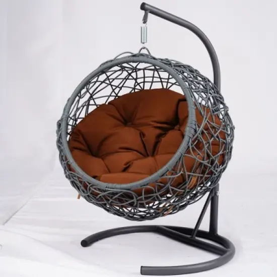Sapphtopaz Egg-Shaped Cat Bed with Rattan Wicker Hanging Swinging Cat Bed with Soft Cushion & Detachable Hammock Bed for Small Cats & Dogs image {5}