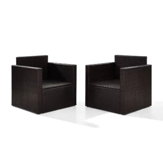 Palm Harbor 3pc All-Weather Wicker Patio Conversation Set Gray - Crosley image {5}