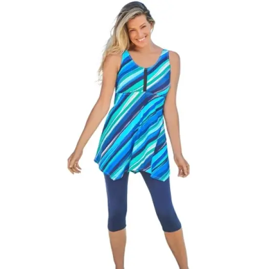 Swim 365 Women&rsquo;s Plus Size Longer-Length Tankini Top image {9}