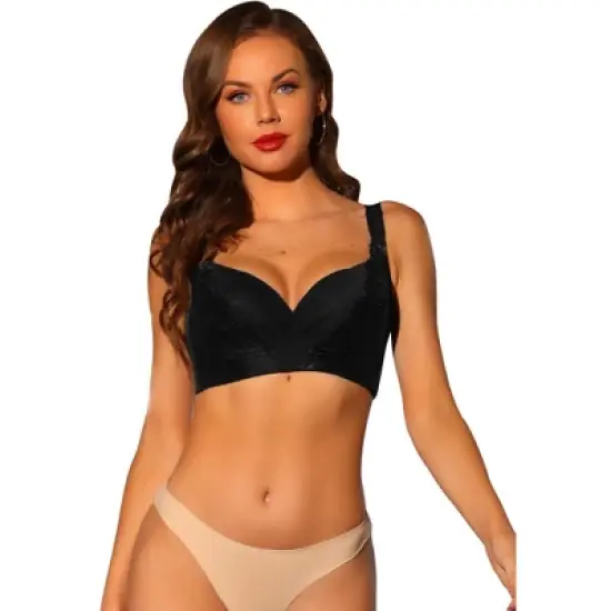 Allegra K Women's Push Up Wide Straps High Back Full Coverage Underwire Bra image {5}