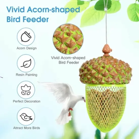 Costway Metal Acorn Wild Bird Feeder Outdoor Hanging Food Dispenser for Garden Yard image {4}