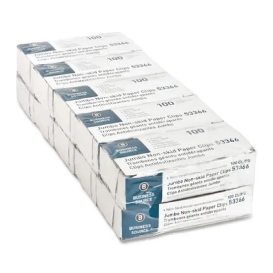 Business Source Paper Clips Jumbo Nonskid 1000/PK Silver 53366 image {1}