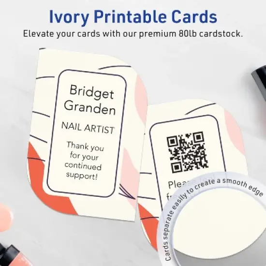 Avery Leaf Flat Cards, 3-1/2" x 5", Matte Ivory, 40 Total image {2}