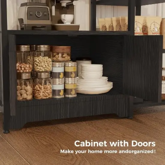 Kitchen Baker Rack, Industrial Kitchen Storage Rack with Power Outlet, Freestanding Microwave Oven Stand, Coffee Bar Table for Dining Room image {7}