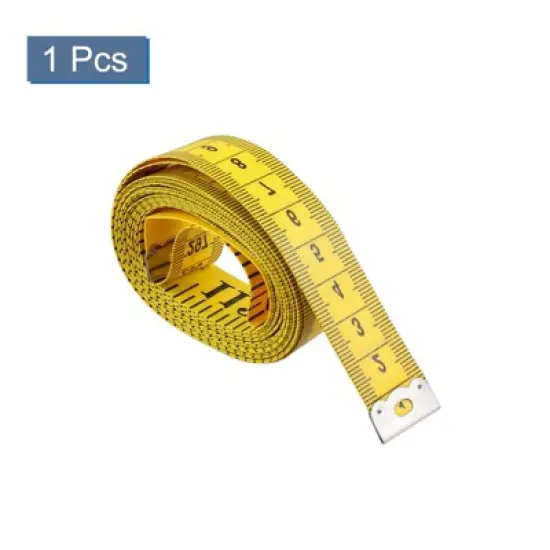 Unique Bargains Flexible Tailor Craft Ruler Tape Measure Yellow 120" 1 Pc image {2}