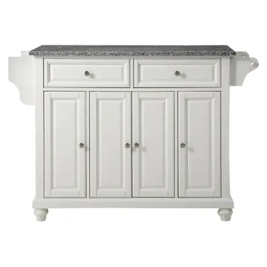 Cambridge Solid Granite Top Kitchen Island - White - Crosley image {1}