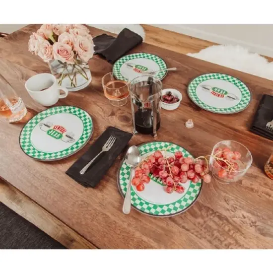 Silver Buffalo Friends Central Perk Checkerboard Logo 10-Inch Melamine Dinner Plates | Set of 4 image {3}