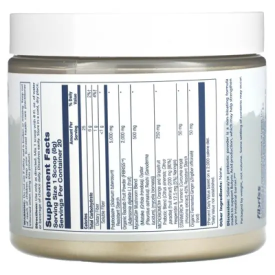 Solaray Mycrobiome Prebiotic Powder, Unflavored, 5.64 oz (160 g) image {1}