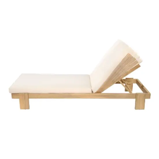 Christopher Knight Home Tobias Patio Adjustable Acacia Wood Chaise Lounge with Water-Resisiant Cushions (Set of 2) image {4}