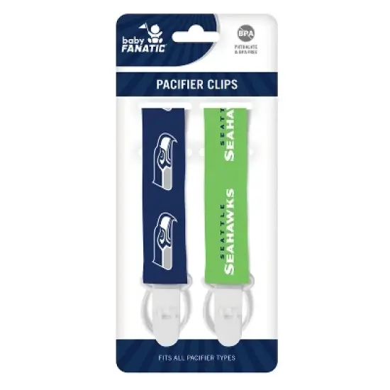 BabyFanatic Officially Licensed Unisex Pacifier Clip 2-Pack - NFL Seattle Seahawks - Officially Licensed Baby Apparel image {2}