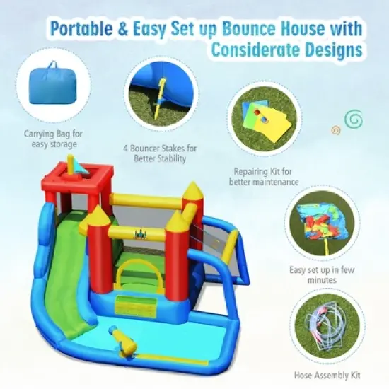 Costway Inflatable Bouncer Water Slide Bounce House Splash Pool without Blower image {8}