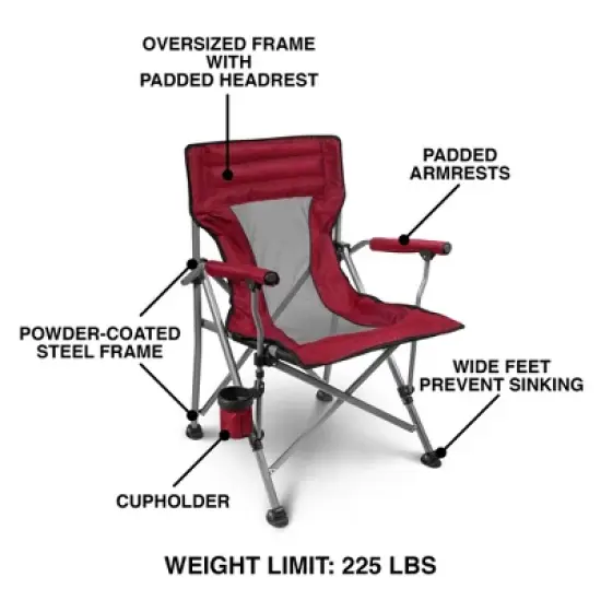 Zenithen Quad Padded Hard Arm Outdoor Sports Chair, Extra-Large, Red image {1}