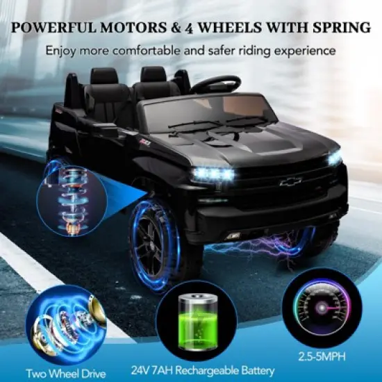 Licensed Chevrolet Silverado Kids Electric Vehicle | 24V 2-Seater Ride-On Toy with Remote Control image {3}