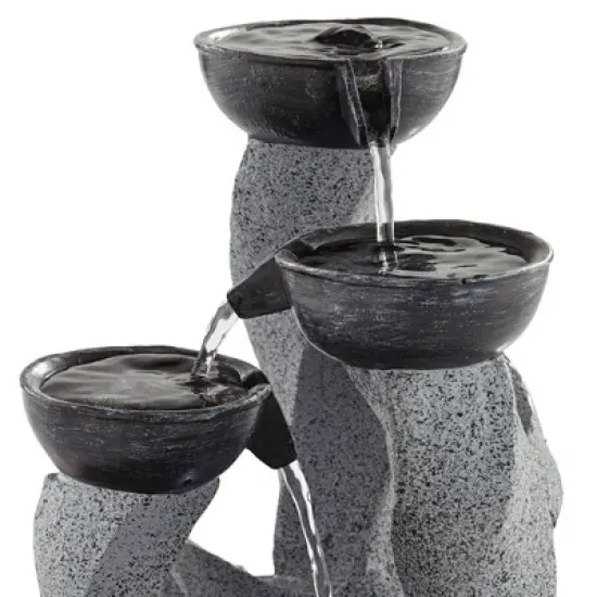 John Timberland Three Twist Column Modern Zen Cascading Bowls Indoor Tabletop Water Fountain with LED Light 11" for Table Office Desk Home Bedroom image {2}