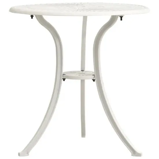 vidaXL Patio Bistro Set 3 Piece Patio Round Table and Chairs Cast Aluminum - White image {5}
