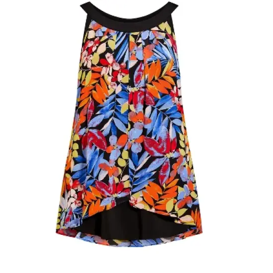 Women's Plus Size Exotic Overlay Tunic  - Tropics | AVENUE image {2}