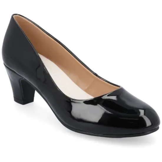 Journee Collection Womens Luu-m Comfort Insole Round Toe Low Block Heel Pumps image {14}