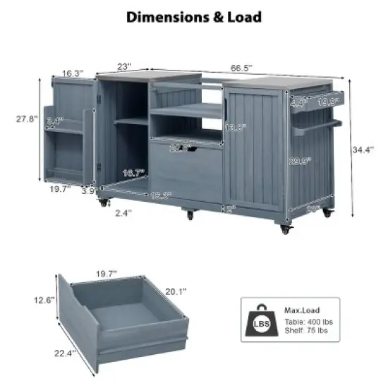 Outdoor Kitchen Island, Solid Wood Outdoor Grill Cart, Grill with Wood Frame and Stainless Steel Top, Grill with Wheels-Coolbibila image {6}