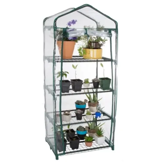 Nature Spring 4-Tier Outdoor Mini Greenhouse with Cover image {2}