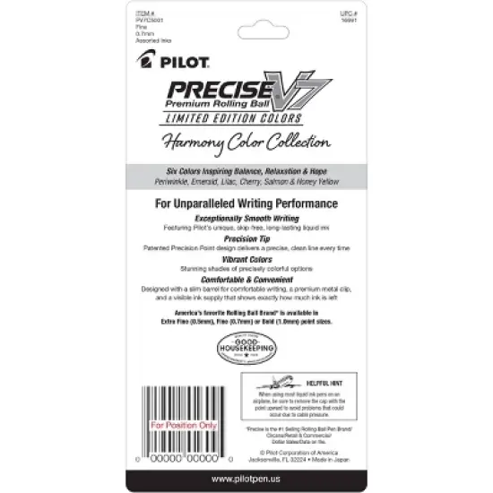 Pilot 5pk Precise V7 Harmony Collection Rolling Ball Pens Fine Point 0.7mm Assorted Inks: Quick Drying, Multicolored Ink, Stationery & Office image {1}