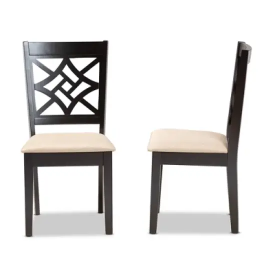 2pc Nicolette Fabric and Wood Dining Chairs Set - Baxton Studio image {2}